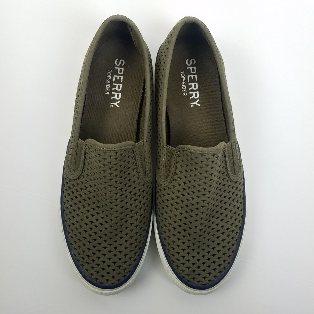Olive Green Slip On Sperry Shoes